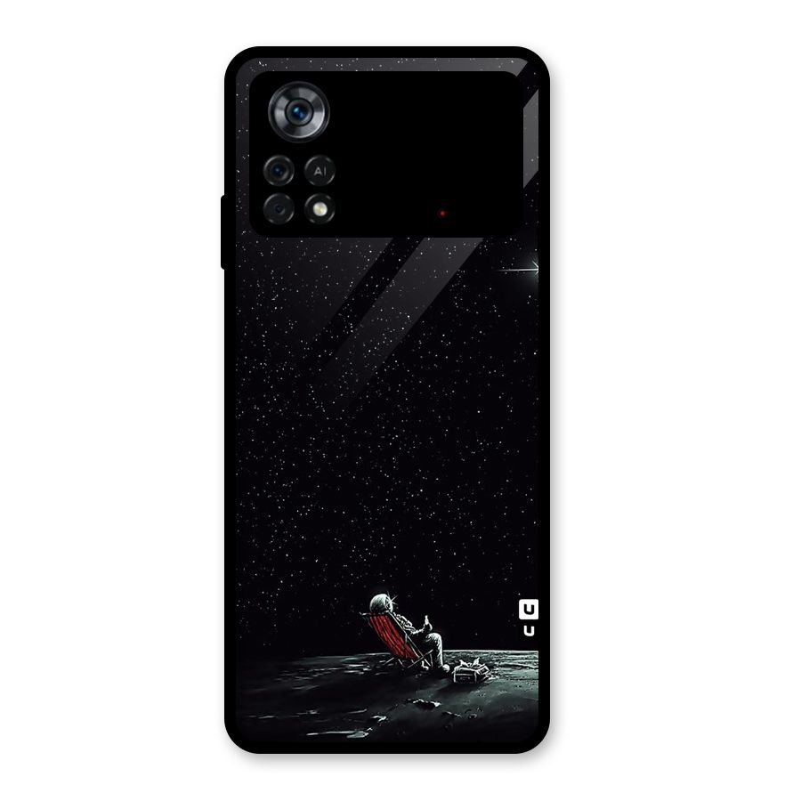 Resting Spaceman Face Glass Back Case for Poco X4 Pro 5G