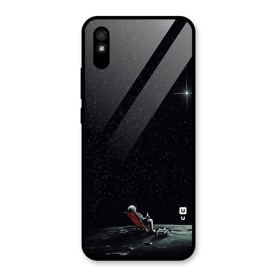 Resting Spaceman Face Glass Back Case for Redmi 9i