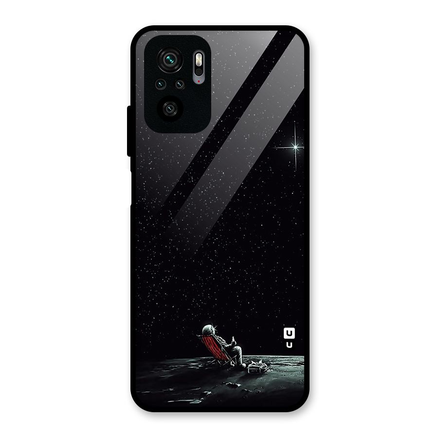 Resting Spaceman Face Glass Back Case for Redmi Note 10