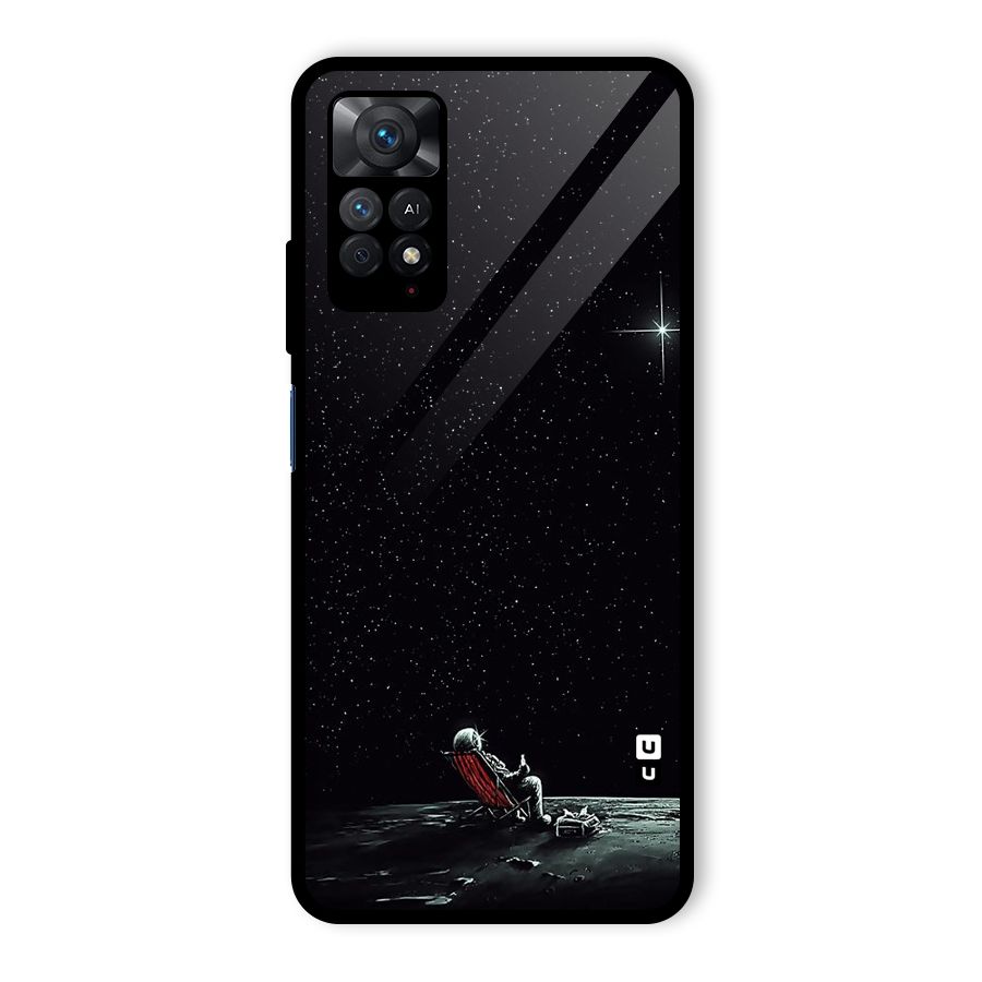 Resting Spaceman Face Glass Back Case for Redmi Note 11 Pro