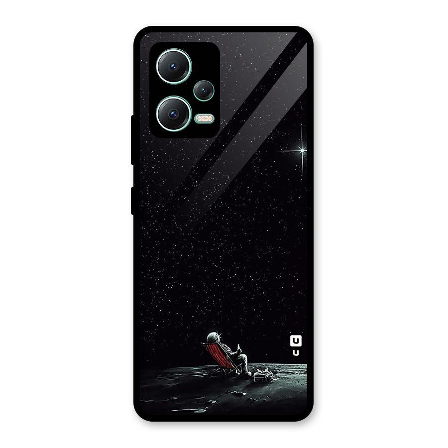Resting Spaceman Face Glass Back Case for Redmi Note 12 5G