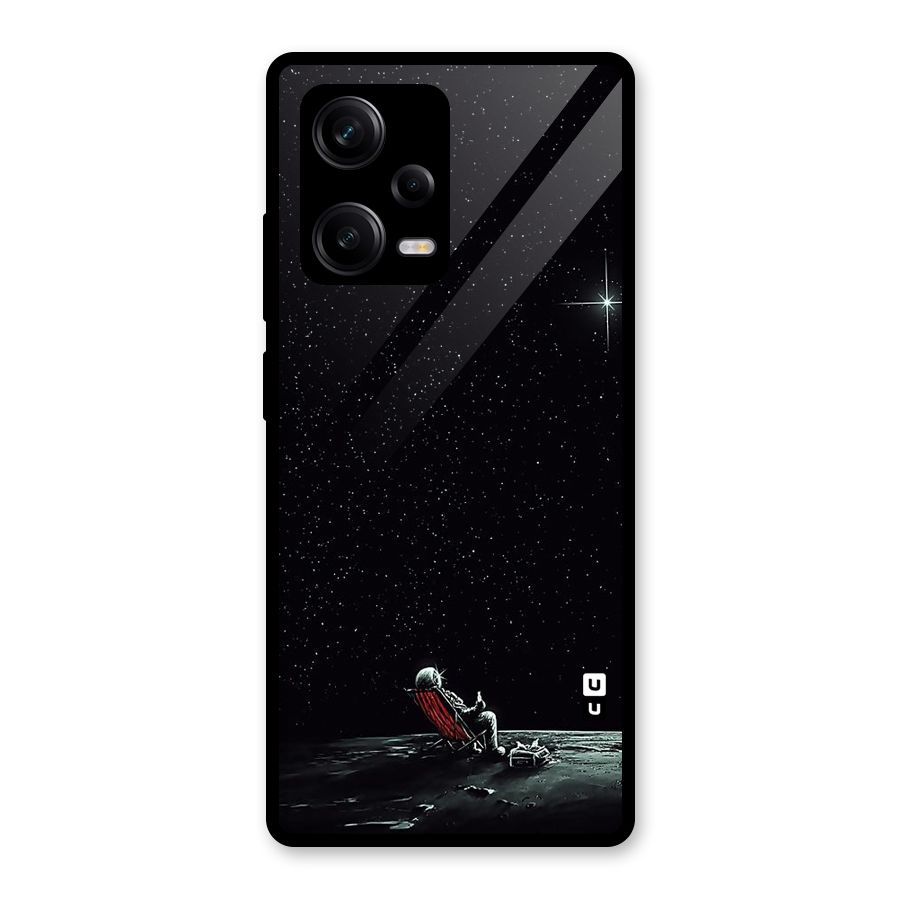 Resting Spaceman Face Glass Back Case for Redmi Note 12 Pro