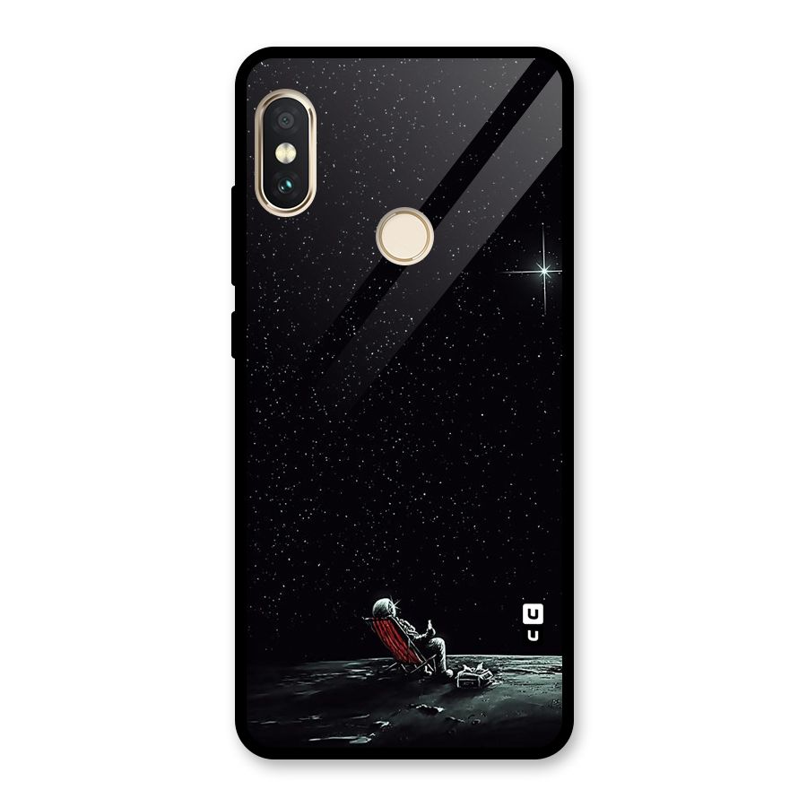 Resting Spaceman Face Glass Back Case for Redmi Note 5 Pro