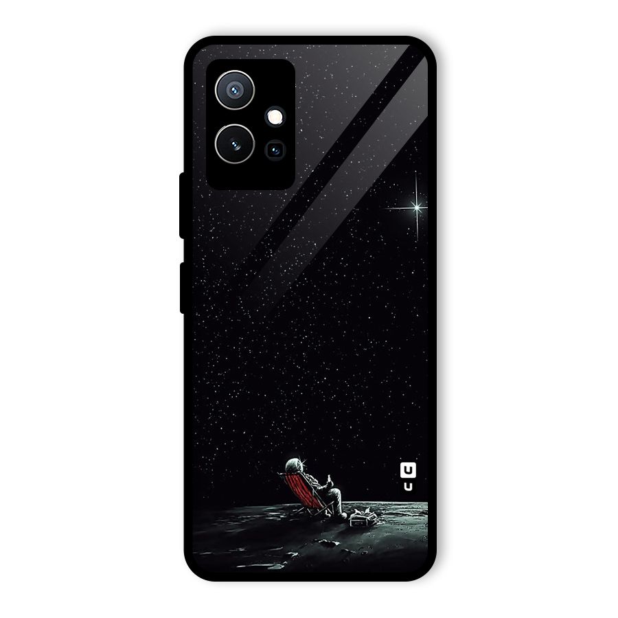 Resting Spaceman Face Glass Back Case for Vivo T1 5G
