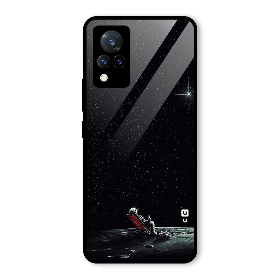 Resting Spaceman Face Glass Back Case for Vivo V21 5G