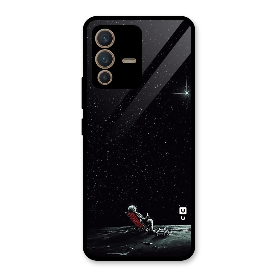 Resting Spaceman Face Glass Back Case for Vivo V23 5G