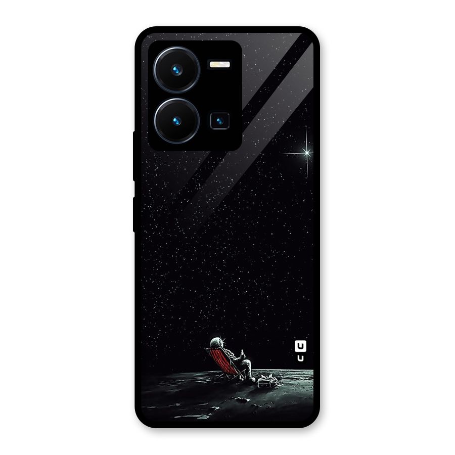 Resting Spaceman Face Glass Back Case for Vivo Y35