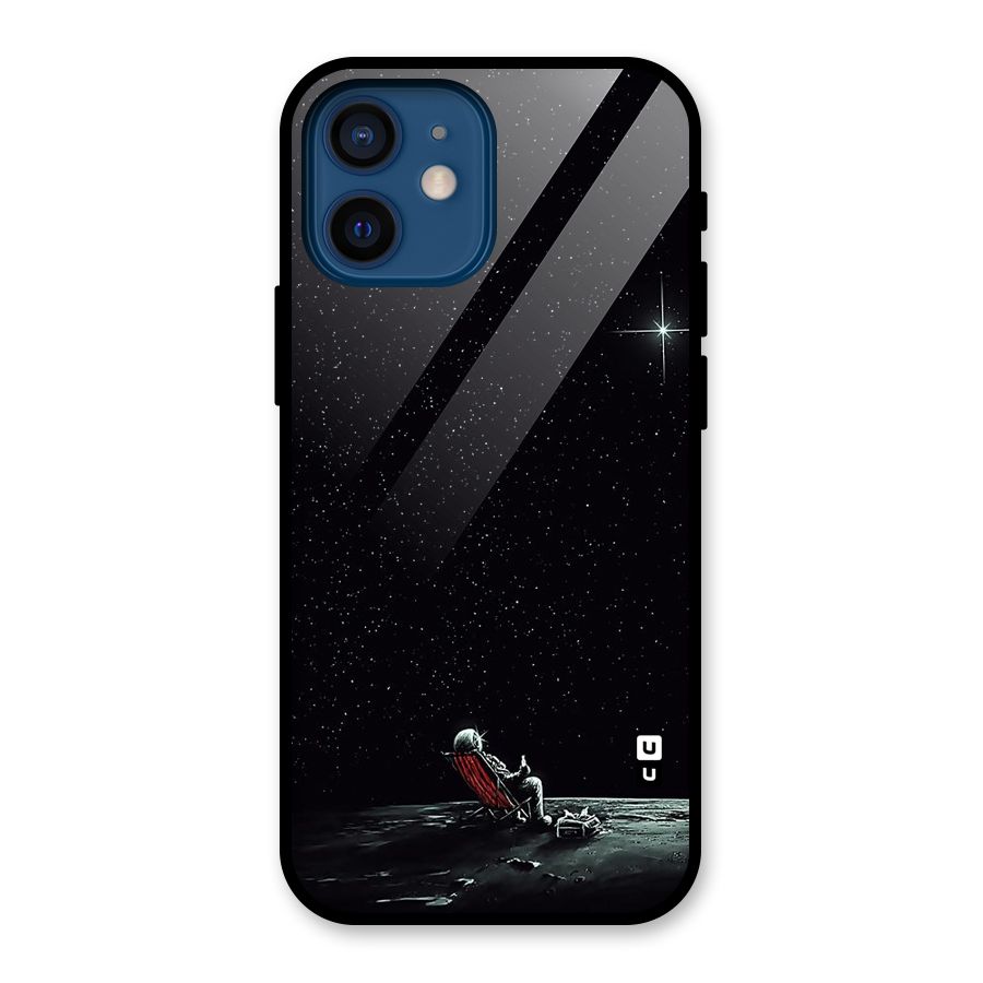 Resting Spaceman Face Glass Back Case for iPhone 12 Mini