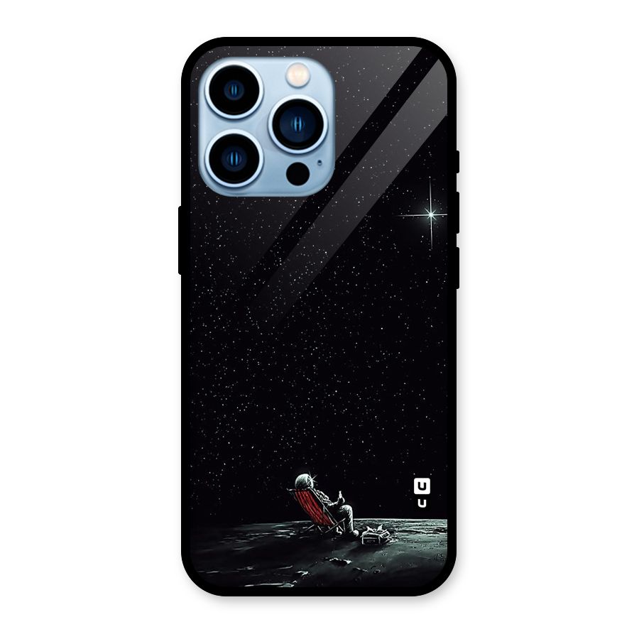 Resting Spaceman Face Glass Back Case for iPhone 13 Pro