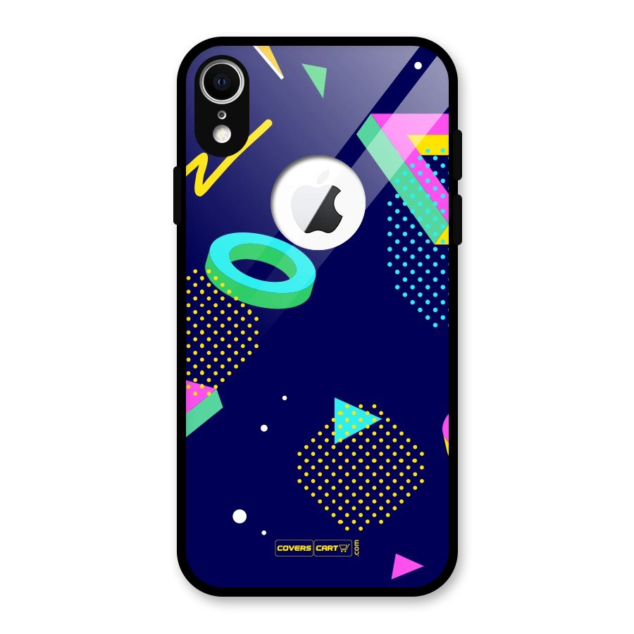 Retro Abstract Glass Back Case for iPhone XR Logo Cut