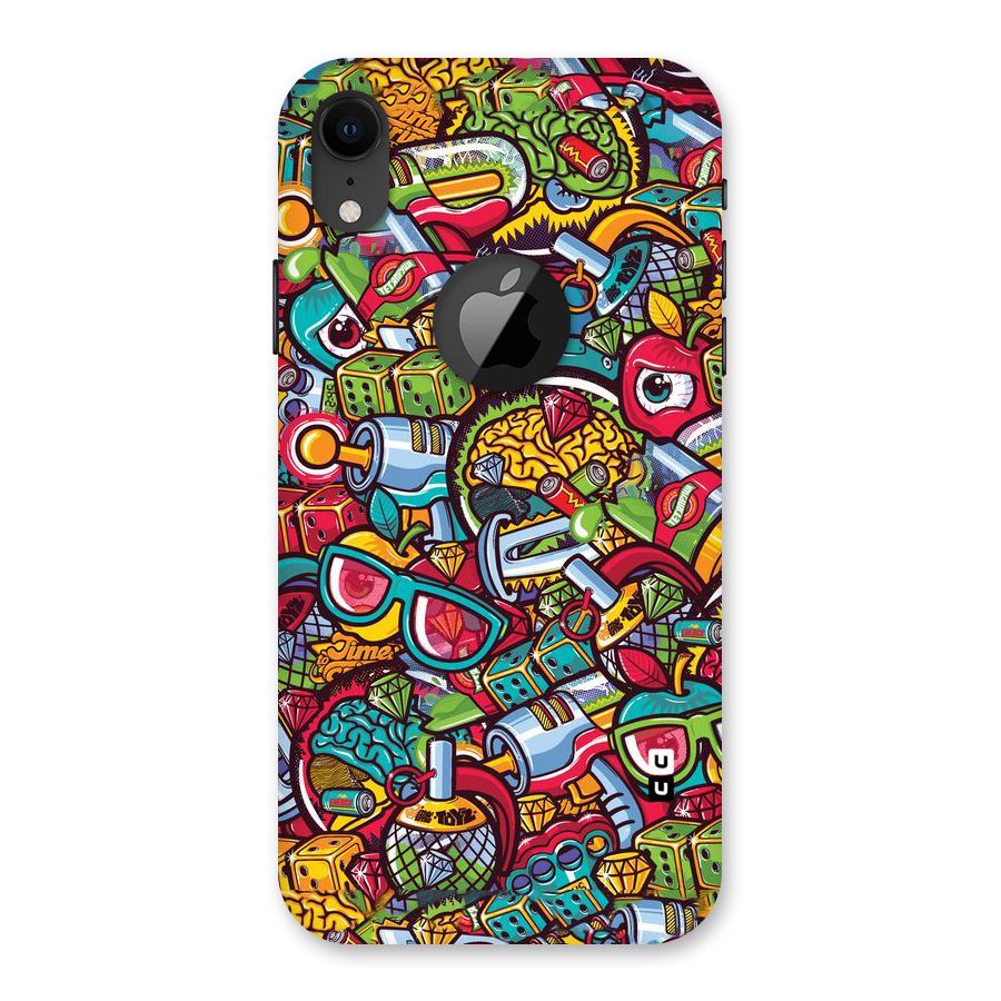 Retro Diamond Design Back Case for iPhone XR Logo Cut