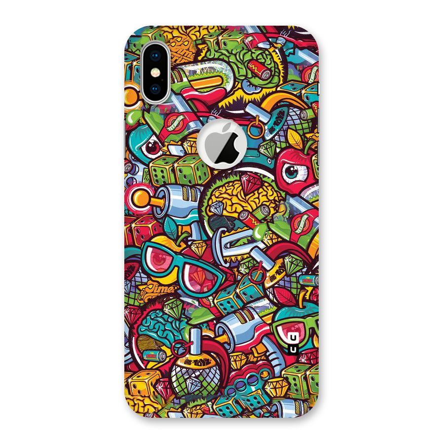 Retro Diamond Design Back Case for iPhone X Logo Cut