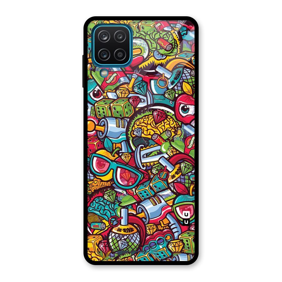Retro Diamond Design Glass Back Case for Galaxy A12