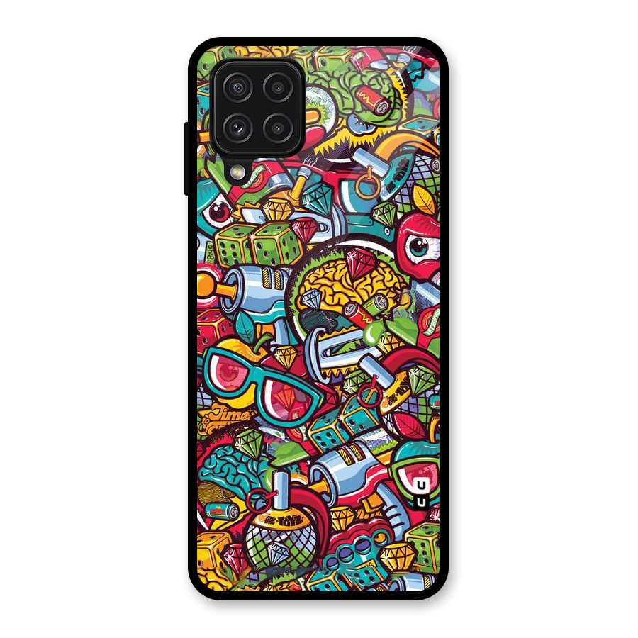 Retro Diamond Design Glass Back Case for Galaxy A22 4G