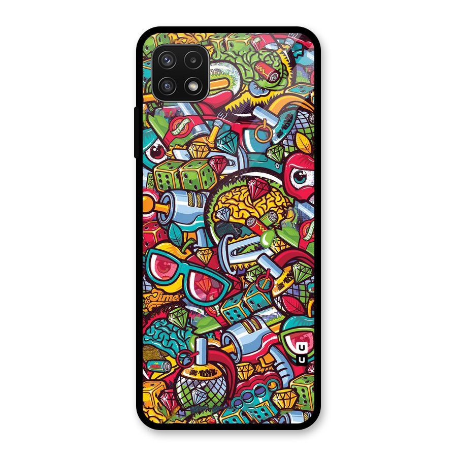 Retro Diamond Design Glass Back Case for Galaxy A22 5G