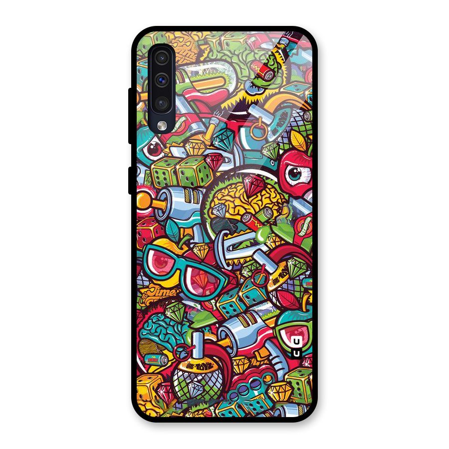 Retro Diamond Design Glass Back Case for Galaxy A30s