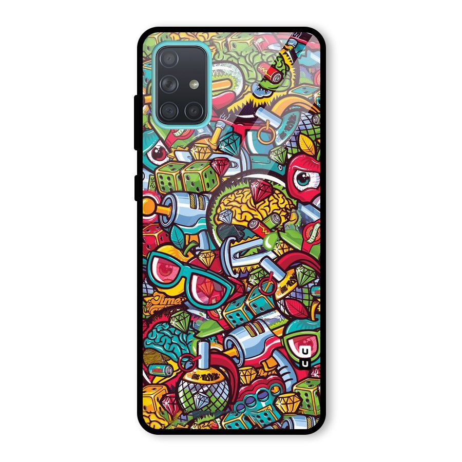 Retro Diamond Design Glass Back Case for Galaxy A71