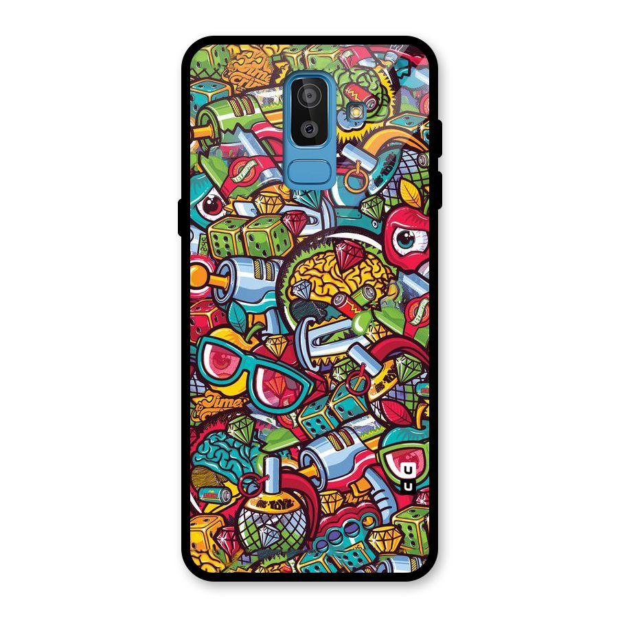 Retro Diamond Design Glass Back Case for Galaxy J8
