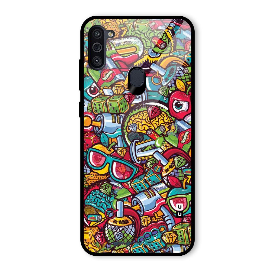 Retro Diamond Design Glass Back Case for Galaxy M11