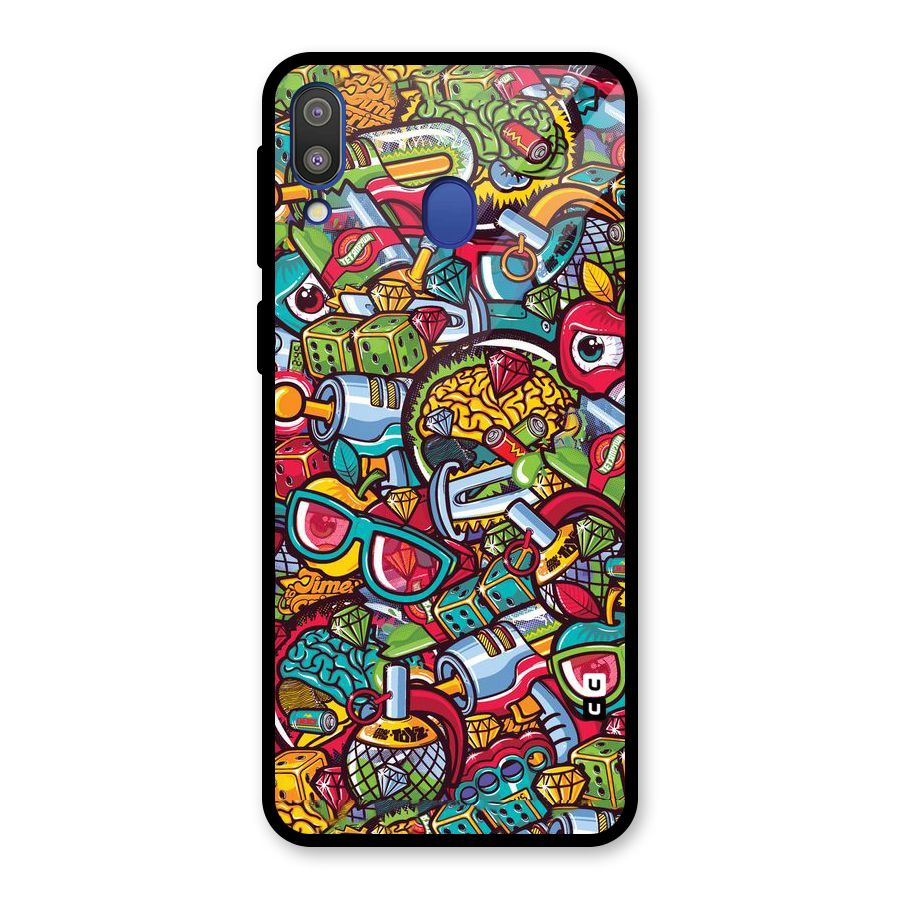 Retro Diamond Design Glass Back Case for Galaxy M20