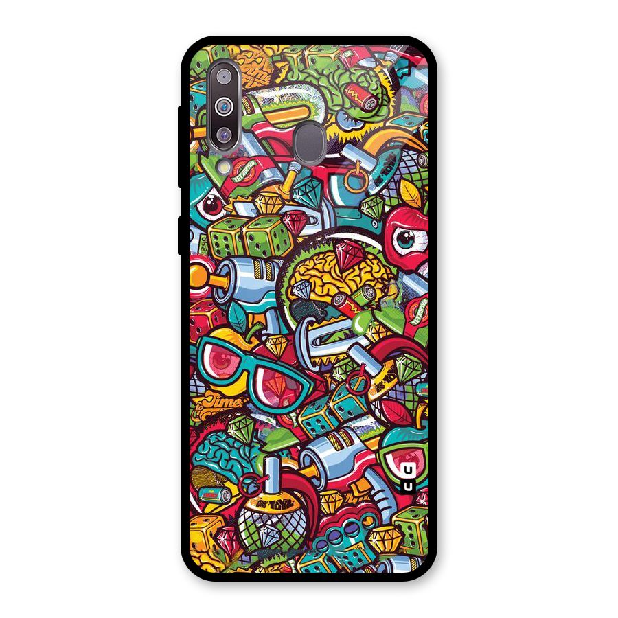 Retro Diamond Design Glass Back Case for Galaxy M30