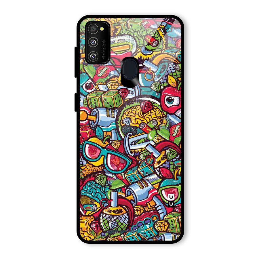 Retro Diamond Design Glass Back Case for Galaxy M30s