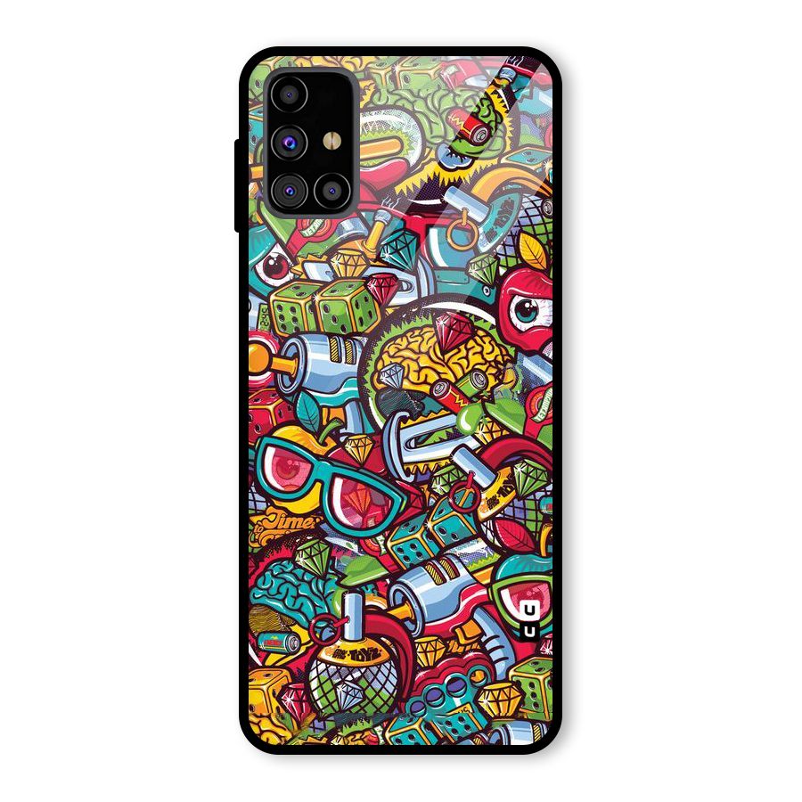 Retro Diamond Design Glass Back Case for Galaxy M31s