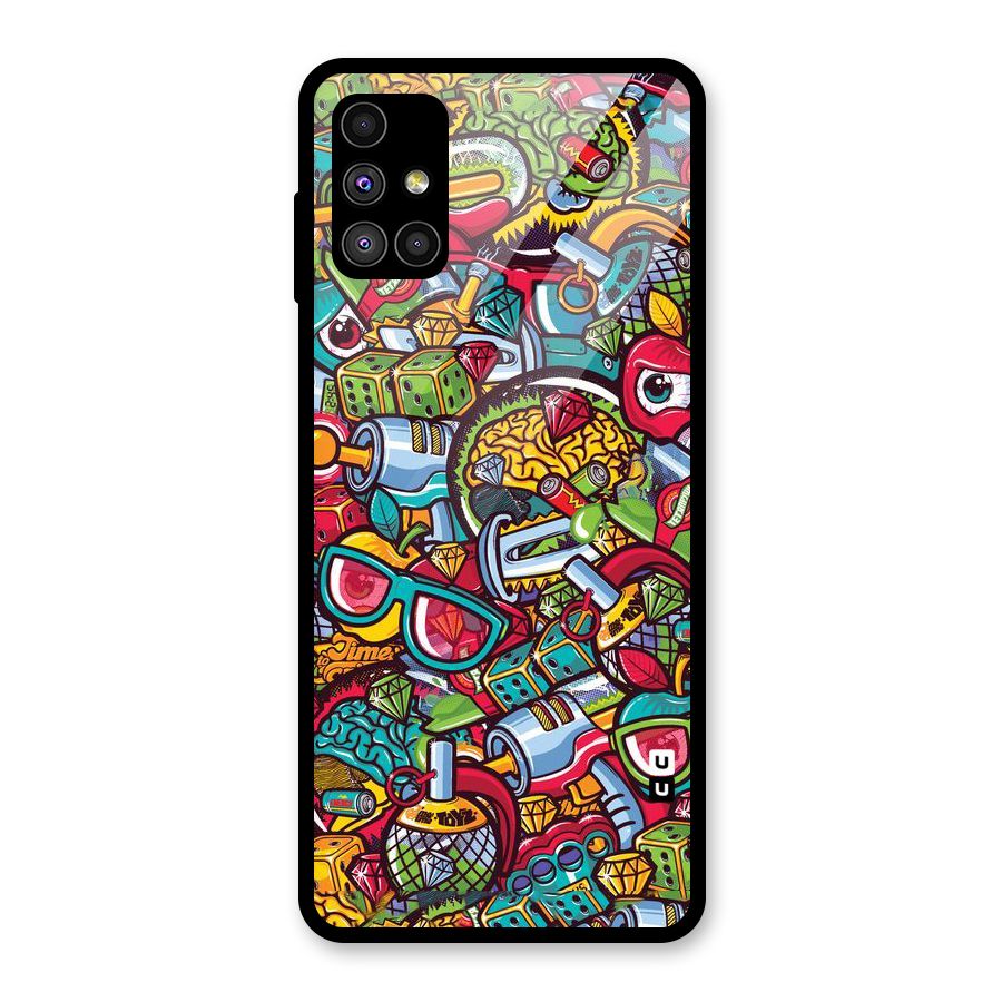 Retro Diamond Design Glass Back Case for Galaxy M51