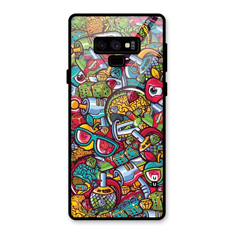 Retro Diamond Design Glass Back Case for Galaxy Note 9