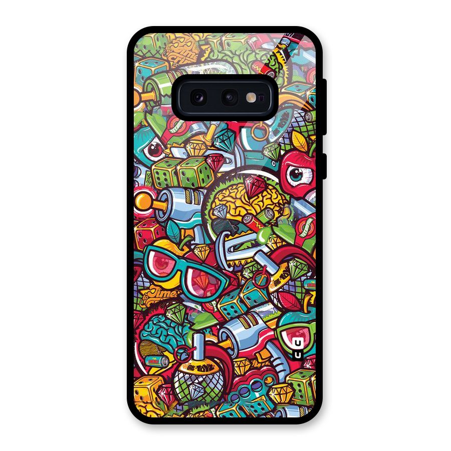Retro Diamond Design Glass Back Case for Galaxy S10e