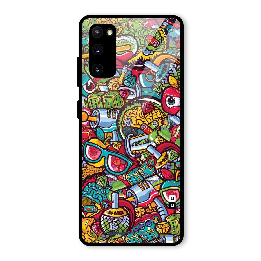 Retro Diamond Design Glass Back Case for Galaxy S20 FE