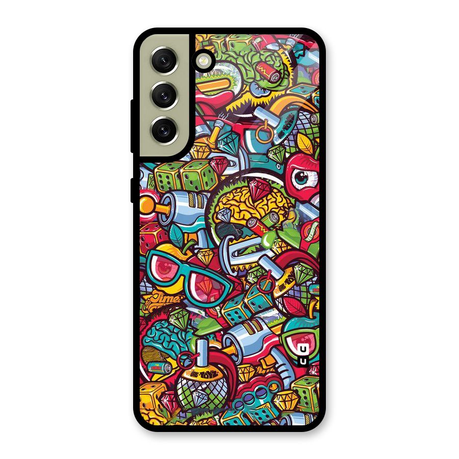 Retro Diamond Design Glass Back Case for Galaxy S21 FE 5G