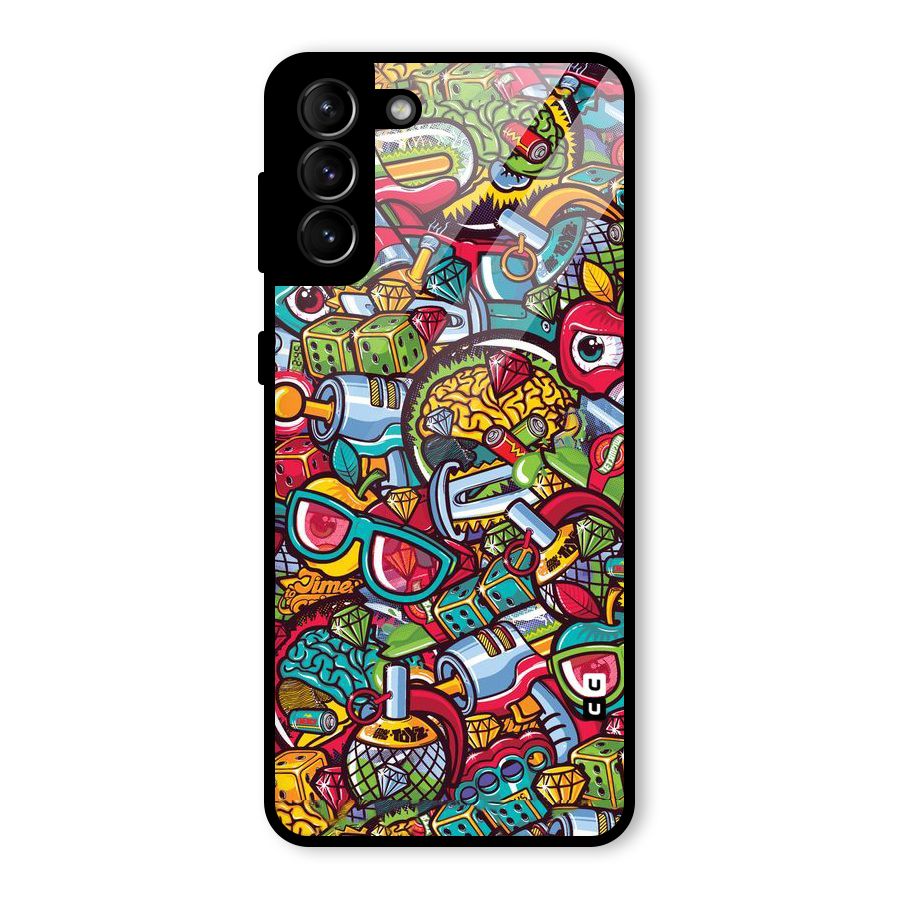 Retro Diamond Design Glass Back Case for Galaxy S21 Plus