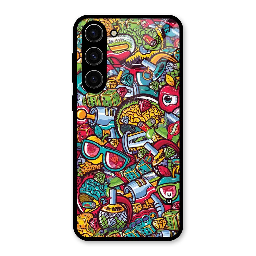 Retro Diamond Design Glass Back Case for Galaxy S23 Plus