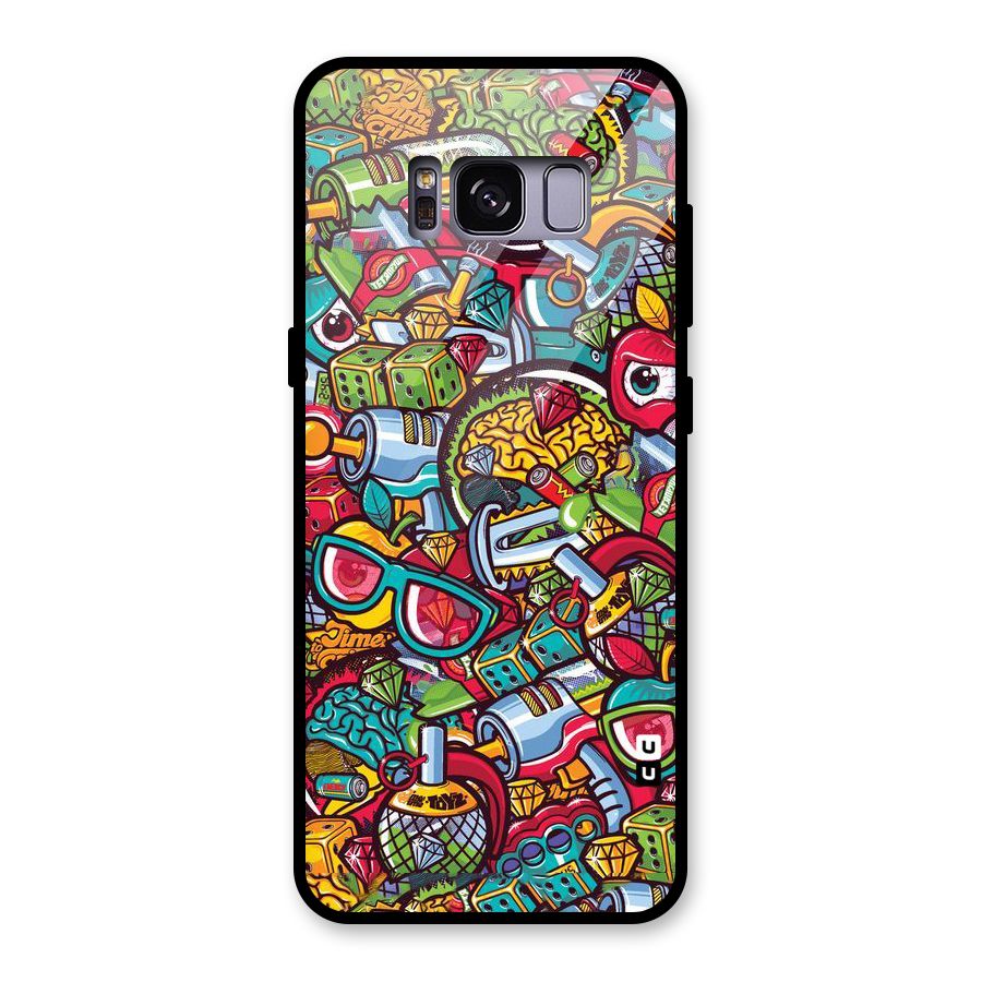 Retro Diamond Design Glass Back Case for Galaxy S8