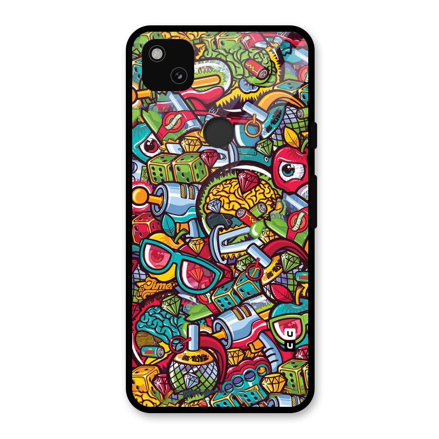 Retro Diamond Design Glass Back Case for Google Pixel 4a