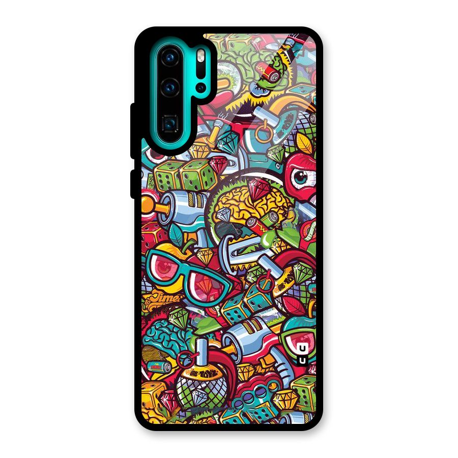 Retro Diamond Design Glass Back Case for Huawei P30 Pro