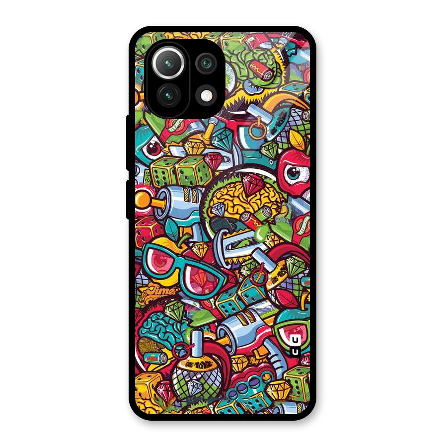 Retro Diamond Design Glass Back Case for Mi 11 Lite NE 5G
