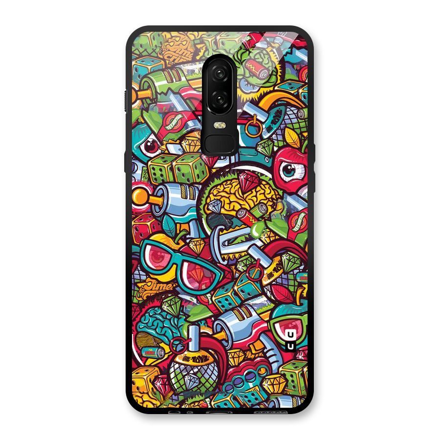 Retro Diamond Design Glass Back Case for OnePlus 6