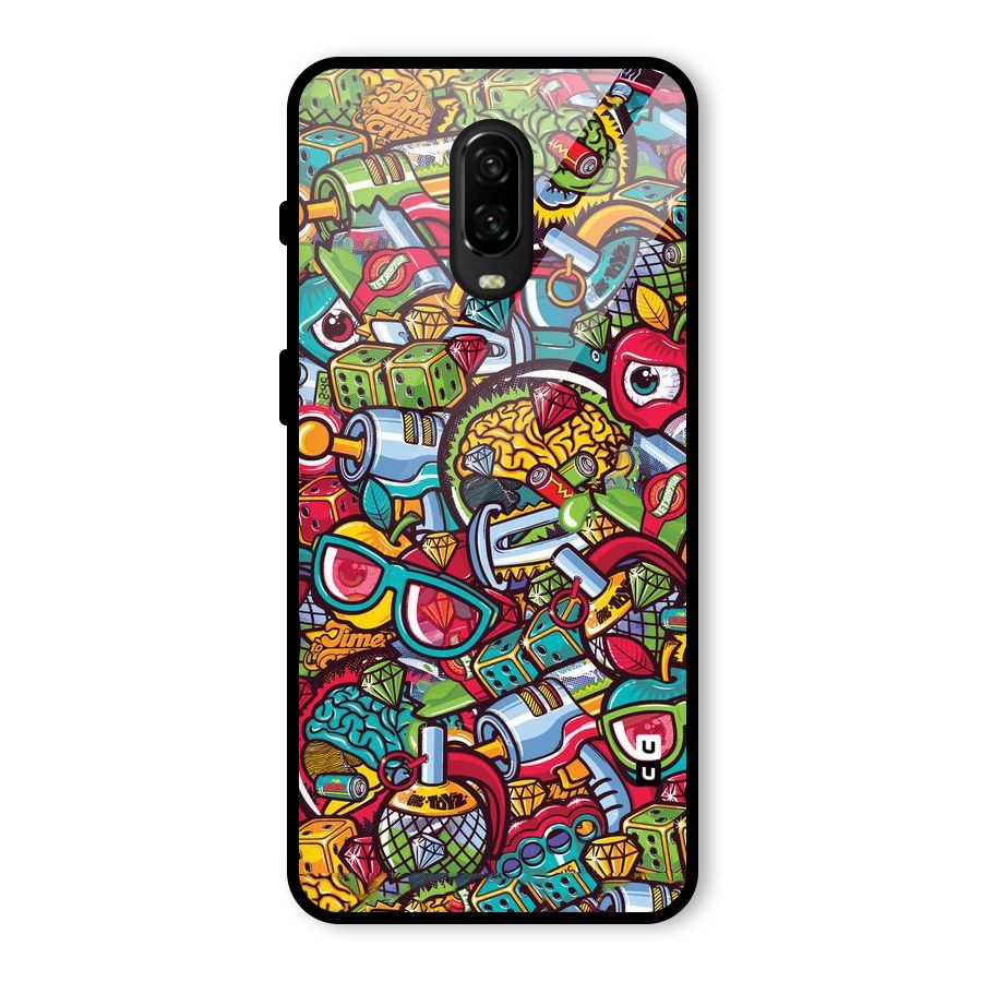 Retro Diamond Design Glass Back Case for OnePlus 6T