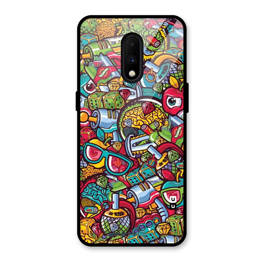 Retro Diamond Design Glass Back Case for OnePlus 7