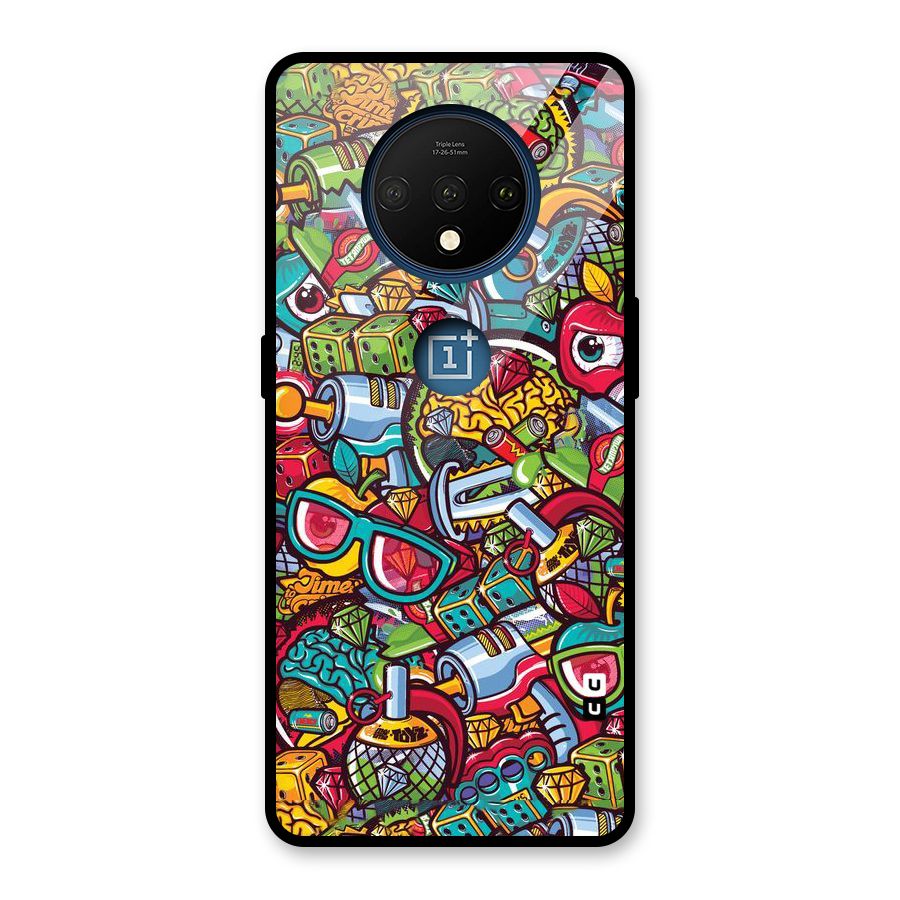 Retro Diamond Design Glass Back Case for OnePlus 7T
