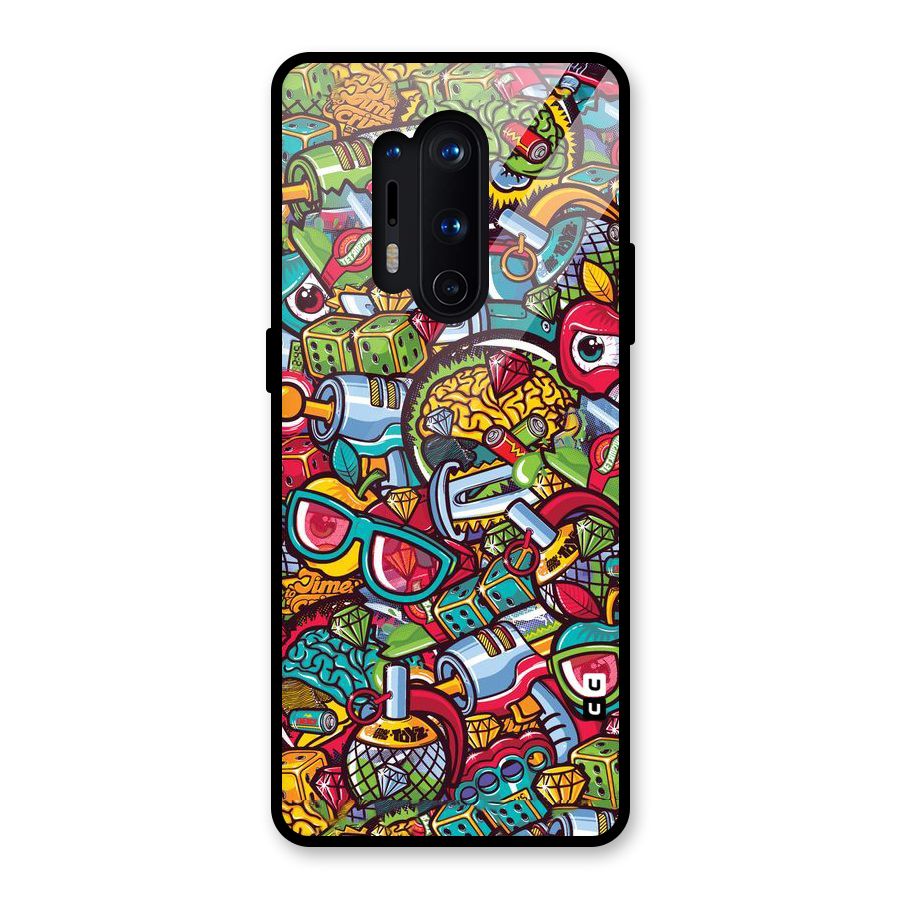 Retro Diamond Design Glass Back Case for OnePlus 8 Pro