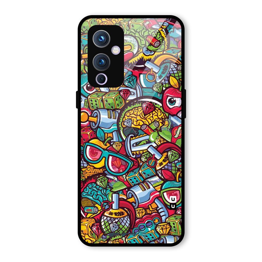 Retro Diamond Design Glass Back Case for OnePlus 9