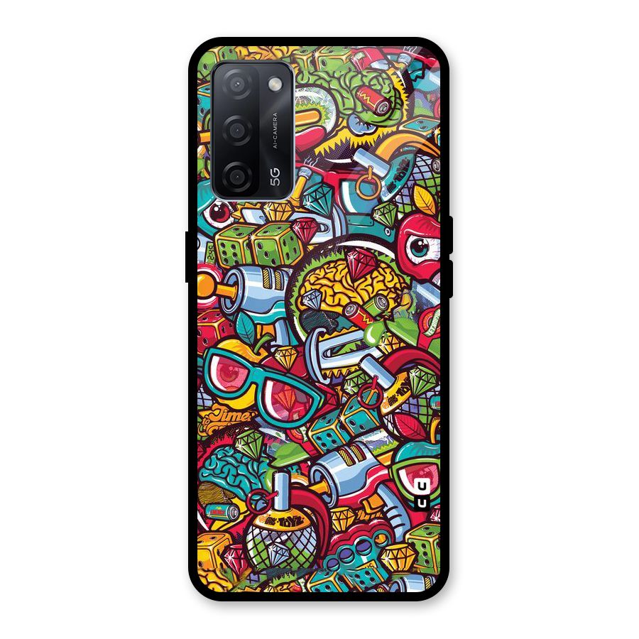 Retro Diamond Design Glass Back Case for Oppo A53s 5G
