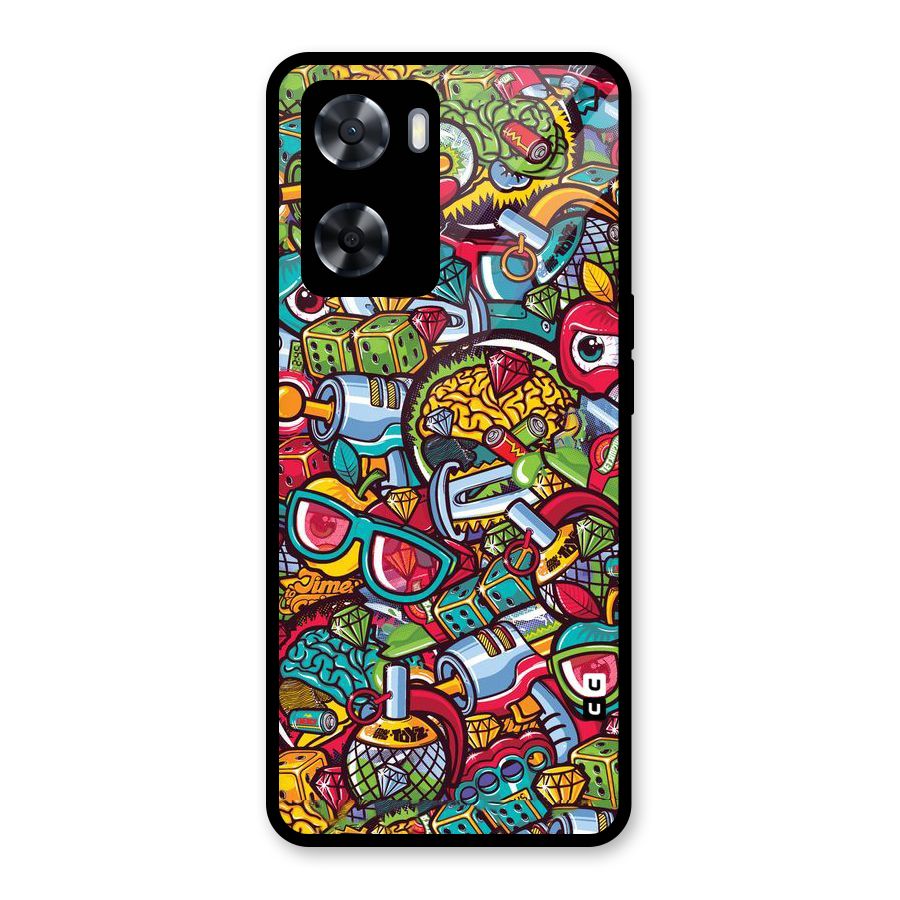 Retro Diamond Design Glass Back Case for Oppo A57 2022