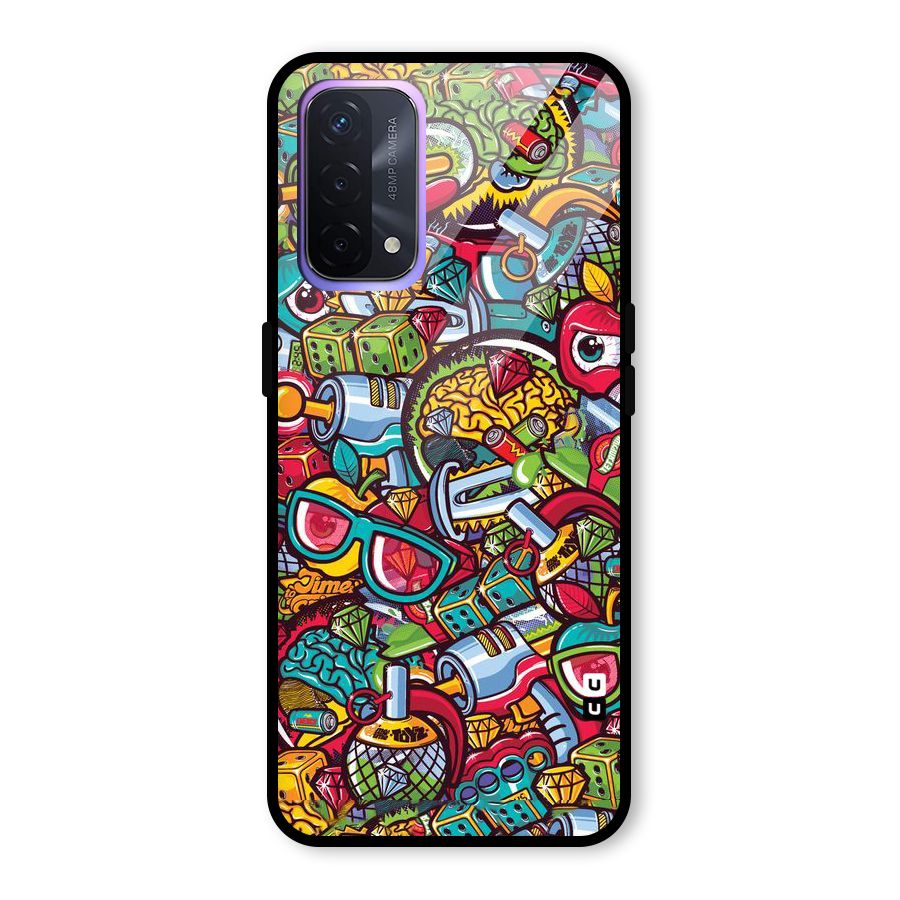 Retro Diamond Design Glass Back Case for Oppo A74 5G