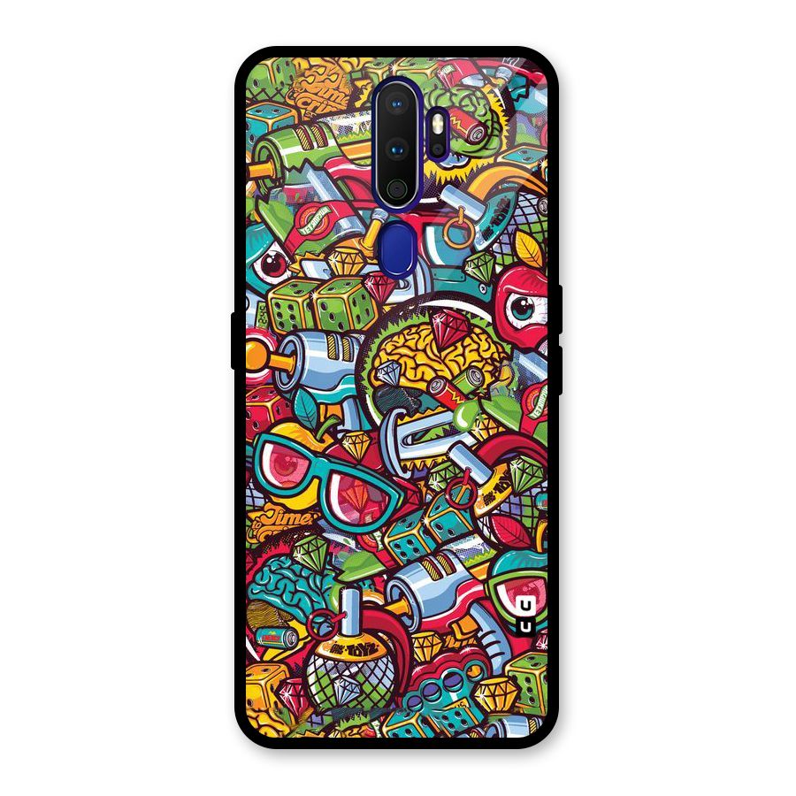 Retro Diamond Design Glass Back Case for Oppo A9 (2020)