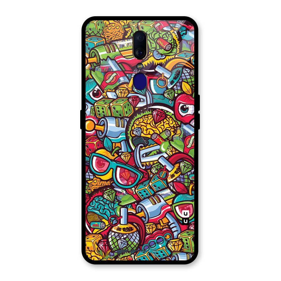 Retro Diamond Design Glass Back Case for Oppo F11