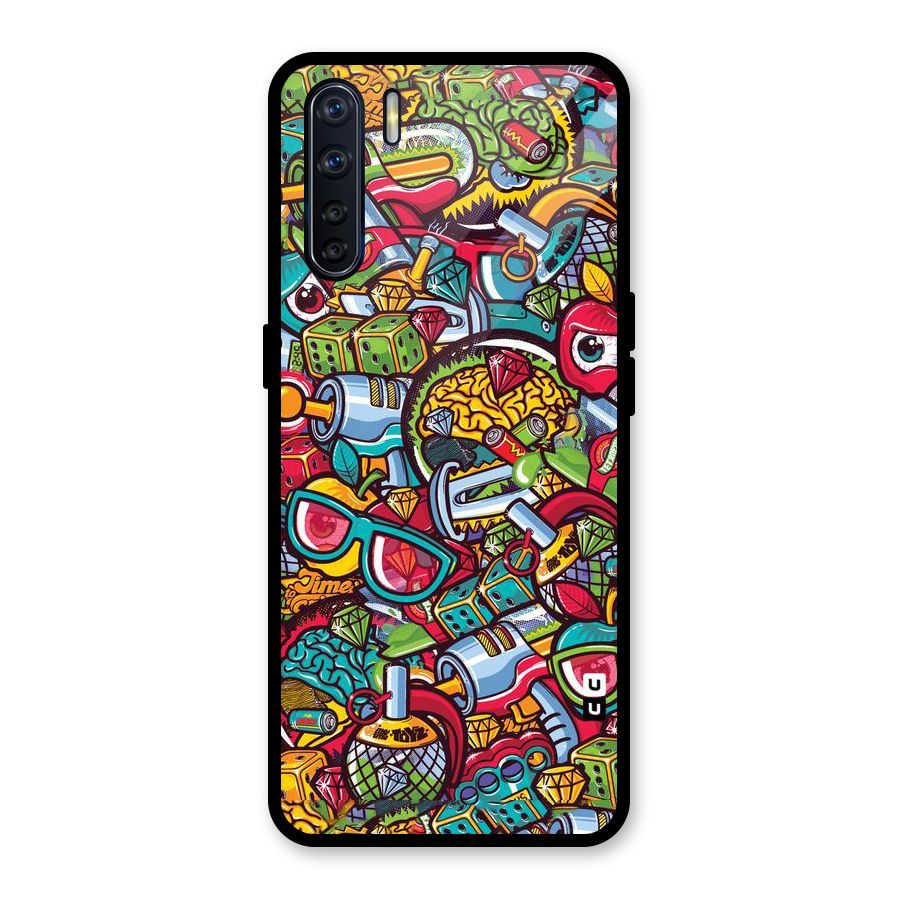 Retro Diamond Design Glass Back Case for Oppo F15